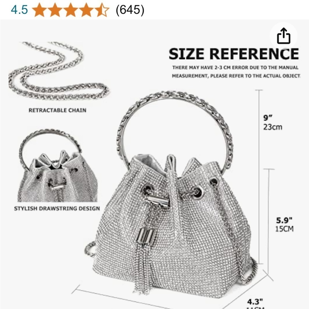 NEW STUNNING Crystal Rhinestone Bag,MSRP$259,Clutch,Handbag,Crossbody,Evening - Picture 7 of 7